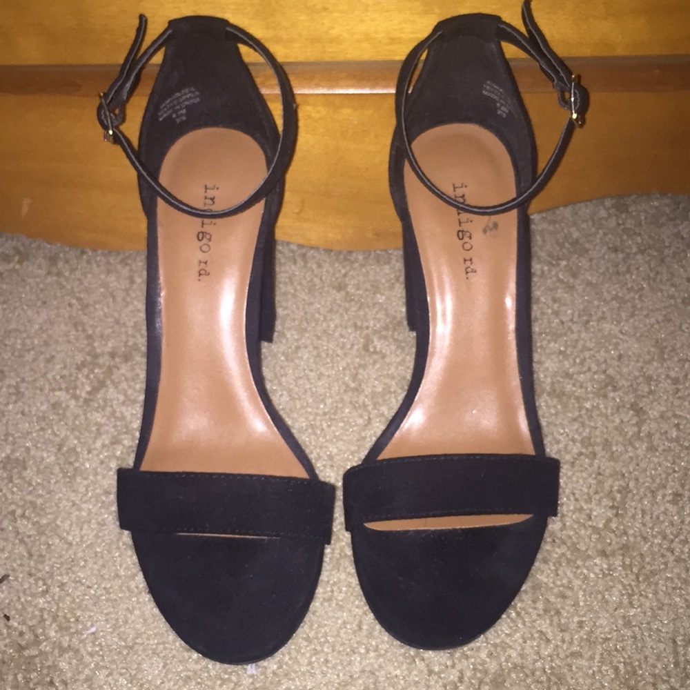 Black suede heels.